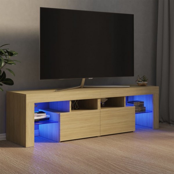 Móvel de TV com luzes LED cor de carvalho Sonoma 140x36.5x40 cm D