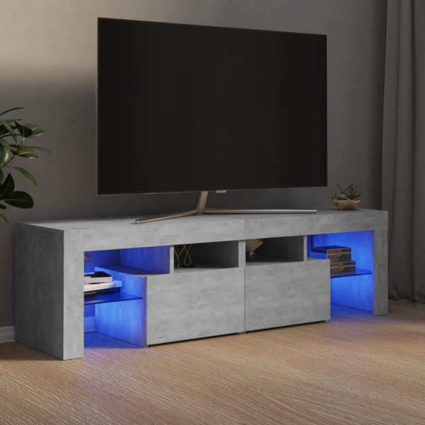 Mobiliário de televisão com luzes LED cinza 140x36.5x40 cm D