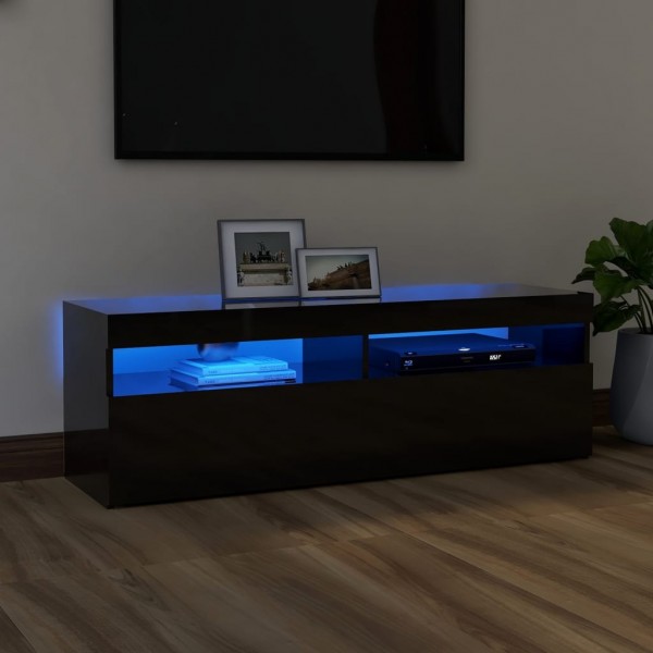 Mueble para TV con luces LED negro brillante 120x35x40 cm D