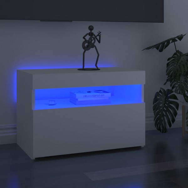Mueble de TV con luces LED blanco 60x35x40 cm D