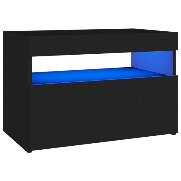 Móveis de televisão com luzes LED pretas 60x35x40 cm M 1