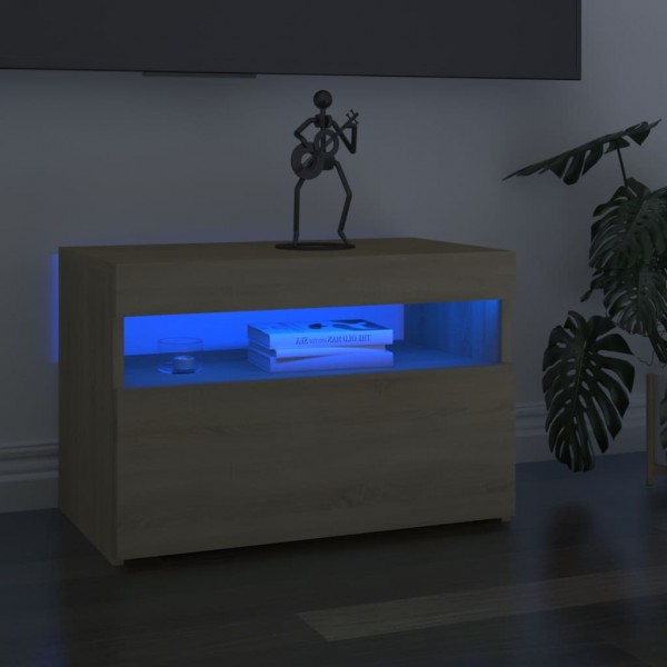 Mueble de TV con luces LED roble Sonoma 60x35x40 cm D
