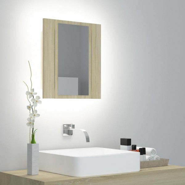 Armário espelho de banho LED acrílico de carvalho Sonoma 40x12x45 cm D