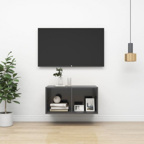 Mobiliário de parede para TV madeira de contraplacado cinza 37x37x72 cm D