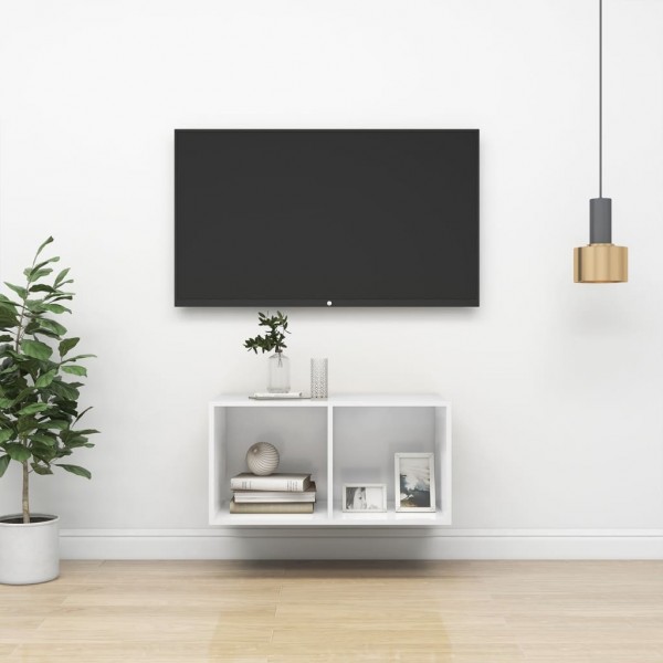 Móvel de TV parede madeira contraplacada branco brilho 37x37x72 cm D