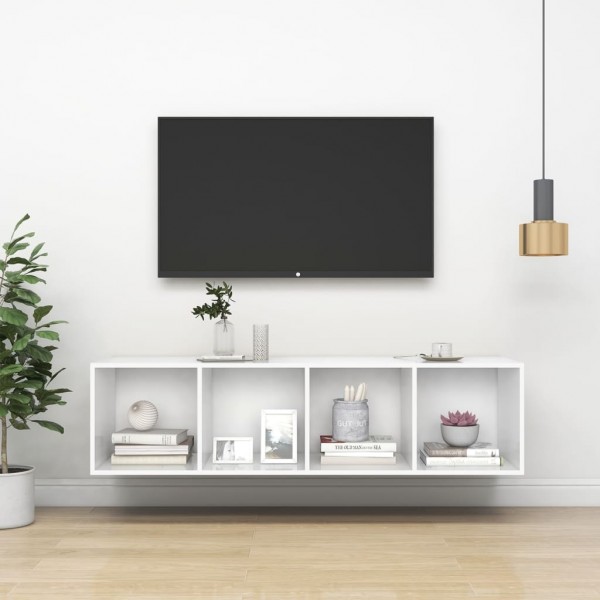 TV de parede de madeira contraplacada branca 37x37x142,5 cm D