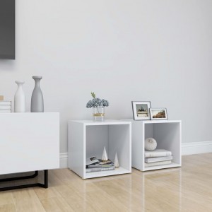 Muebles para TV 2 uds madera contrachapada blanco 37x35x37 cm D