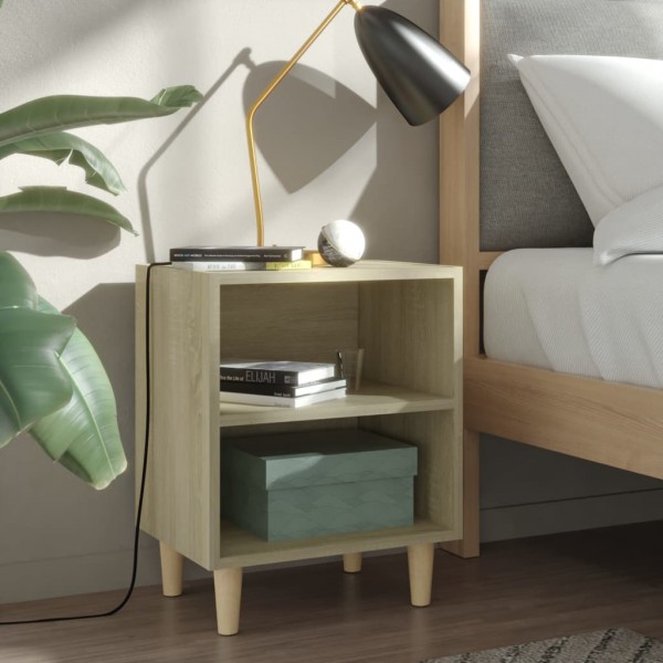 Mesa de noite com patas madeira maciça de carvalho Sonoma 40x30x50cm D