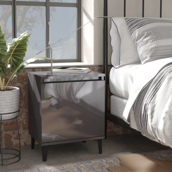 Mesa de dormir com patas de metal cinza brilhante 40x30x50 cm D
