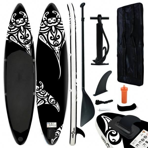 Juego de tabla de paddle surf hinchable negro 305x76x15 cm D