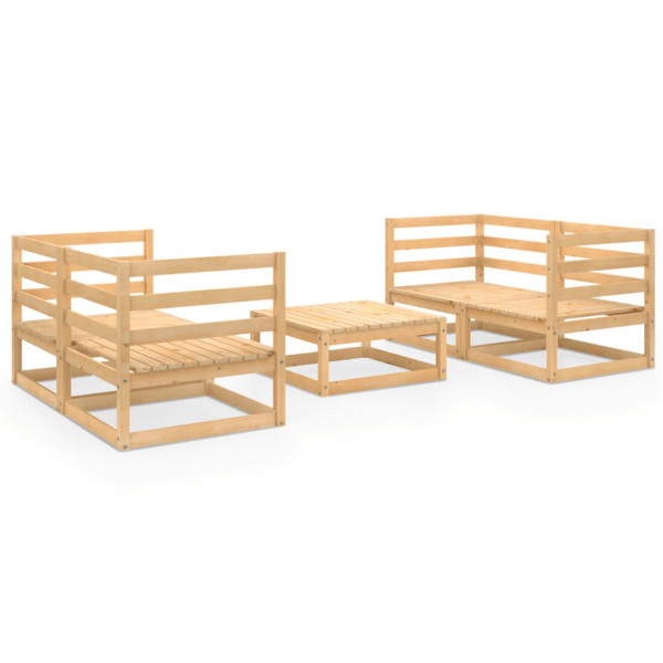 Conjunto de mobília de jardim 5 peças madeira de pinho maciço D