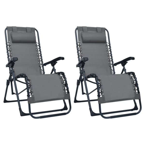 Cadeiras dobráveis 2 unidades de tecido cinza D