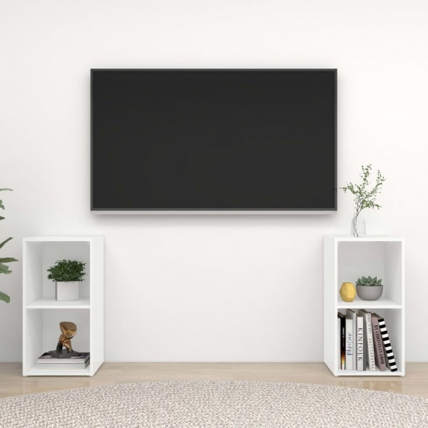 Mobiliário para TV 2 pcs madeira compensada branca 72x35x36.5 cm D