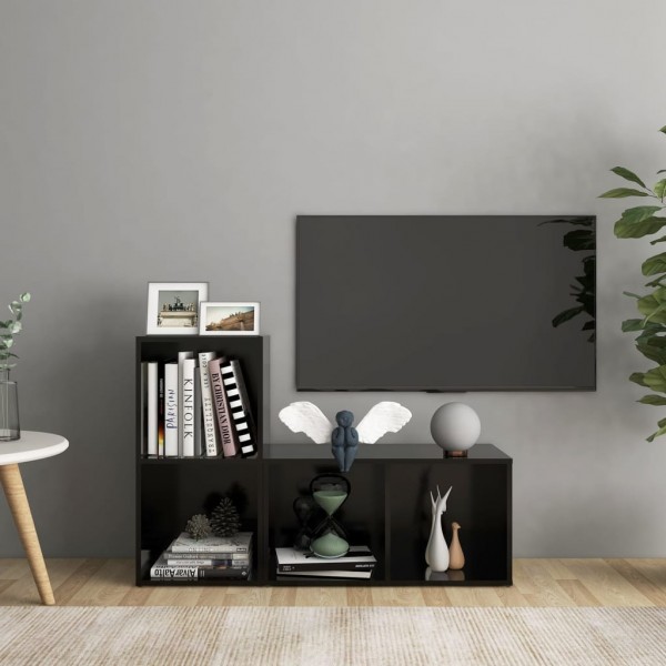 Muebles para TV 2 uds aglomerado negro 72x35x36.5 cm D