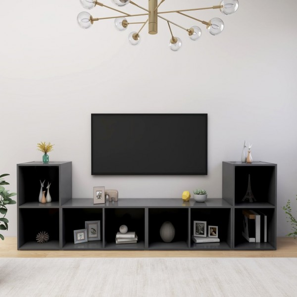 Muebles para TV 4 uds aglomerado gris 72x35x36.5 cm D