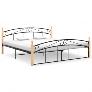 Estrutura de cama metálica e madeira maciça de carvalho 180x200 cm D