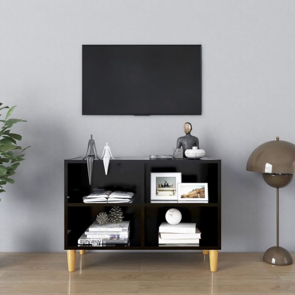 Mobiliário de TV com patas de madeira negra maciça 69.5x30x50 cm D