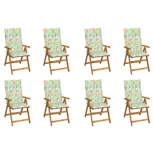 Cadeiras e almofadas dobráveis de jardim 8 peças em madeira de acácia maciça D