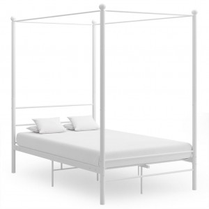 Estrutura de cama com leito de metal branco 140x200 cm D