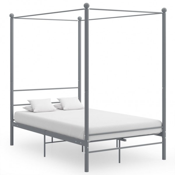 Estructura de cama con dosel metal gris 140x200 cm D