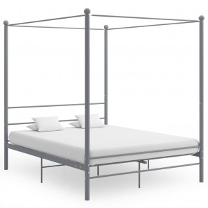 Estrutura de cama com leito de metal cinza 160x200 cm D