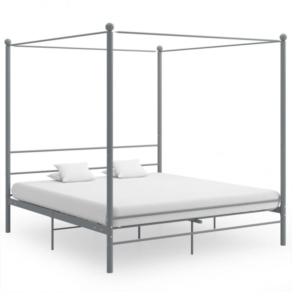 Estructura de cama con dosel metal gris 200x200 cm D