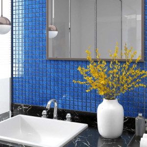 Azulejos de mosaico 11 unidades vidro azul 30x30 cm D