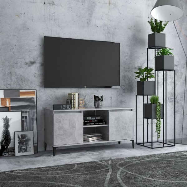 Mueble de TV con patas metal gris hormigón 103.5x35x50 cm D