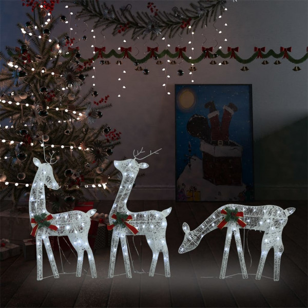 Família de renas de Natal malha branca fria branca 270x7x90 cm D
