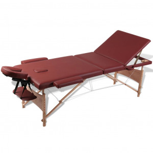Mesa de massagem de madeira dobrável de três corpos vermelhos D