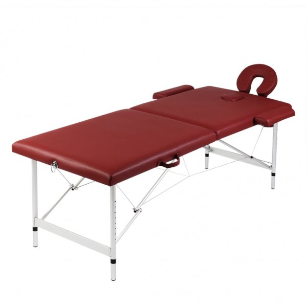 Mesa plegable masaje y accesorios 2 zonas aluminio rojo D