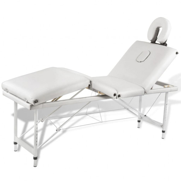 Mesa cama de massagem de alumínio dobrável de 4 corpos branco creme D