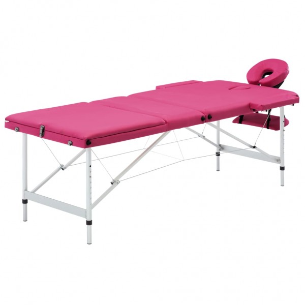 Camilla de masaje plegable 3 zonas aluminio rosa D