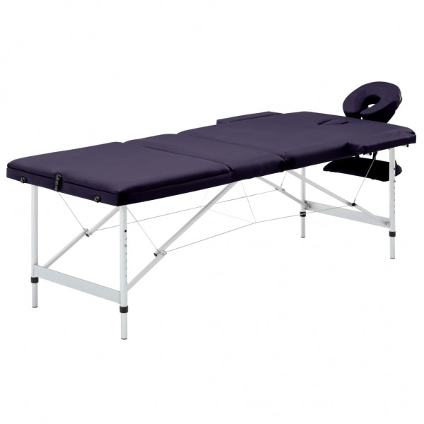 Cama de massagem dobrável 3 zonas alumínio roxo D