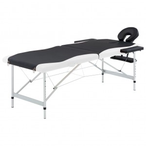 Camilla de masaje plegable 2 zonas aluminio negro y blanco D