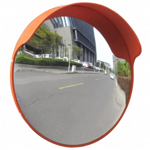 Espelho de circulação convexo de plástico laranja 45 cm D