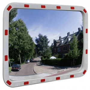 Espelho de tráfego retangular convexo com refletores 60 x 80cm D