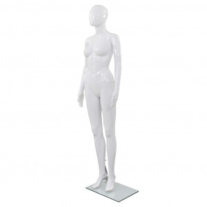 Maniquí de mujer completo base de vidrio blanco brillante 175cm D