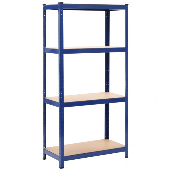 Estantería almacenaje 4 niveles azul madera contrachapada acero D