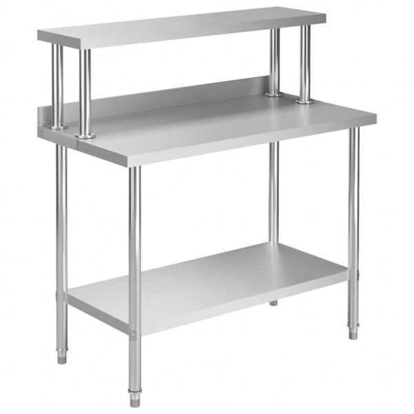 Mesa de trabajo de cocina con estante acero inox 120x60x120 cm D