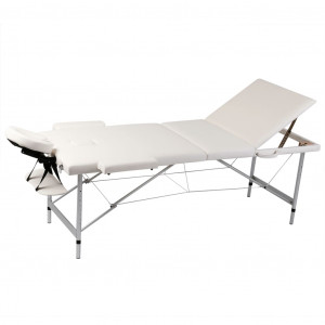 Mesa camilla de masaje plegable de 3 cuerpos. aluminio blanco D