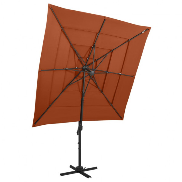 Um guarda-chuva de 4 níveis com poste de alumínio terracota 250x250 cm D